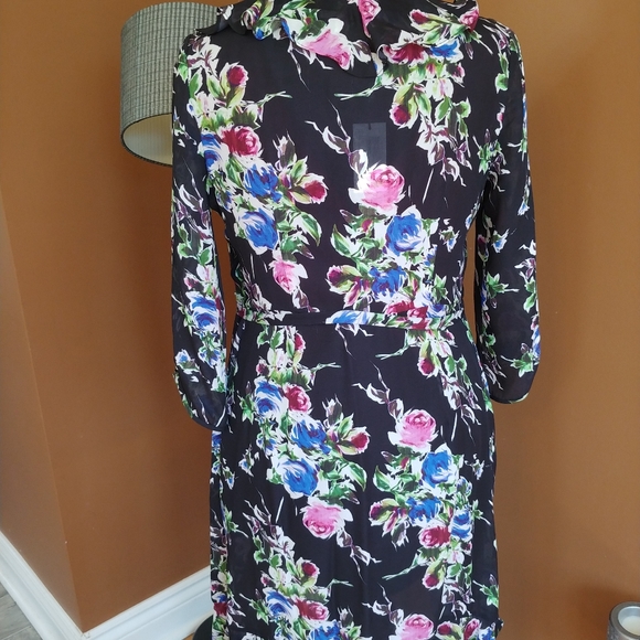 Milly Silk Charmeuse Ruffled Wrap Dress - Picture 3 of 9